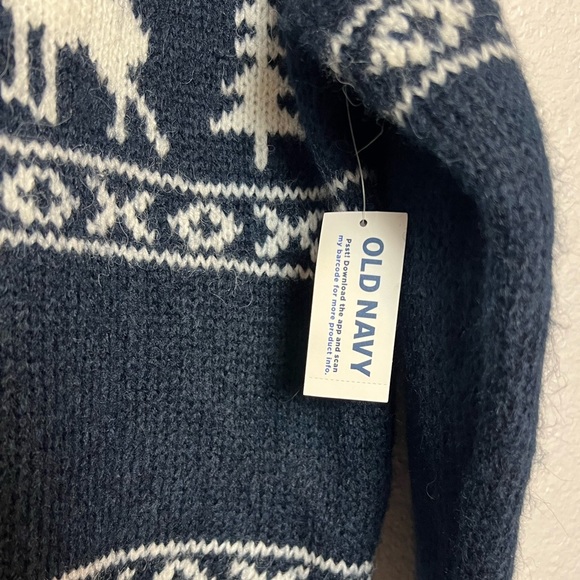 NWT Old Navy Deer Holiday Cardigan Navy Size Medium - Picture 5 of 7